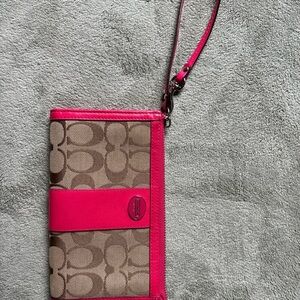 Coach Fuchsia and Tan Wristlet